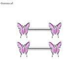 2pcs Butterfly Stainless Steel Breast Ring Piercing Jewelry