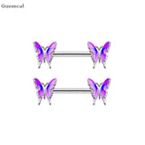 2pcs Butterfly Stainless Steel Breast Ring Piercing Jewelry