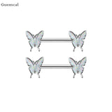 2pcs Butterfly Stainless Steel Breast Ring Piercing Jewelry