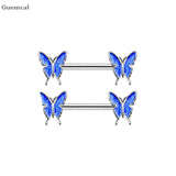 2pcs Butterfly Stainless Steel Breast Ring Piercing Jewelry