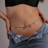 Rhinestone Evil Eye Charm Waist Chain Beach Body Jewelry