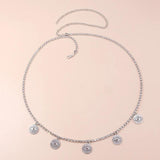Rhinestone Evil Eye Charm Waist Chain Beach Body Jewelry