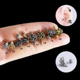 20G Surgical Steel Flower CZ Cartilage Piercing Snake Earrings