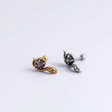 20G Surgical Steel Flower CZ Cartilage Piercing Snake Earrings