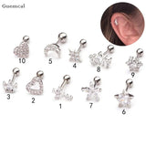 2pcs Stainless Steel Snow Moon Flower Stud Earrings