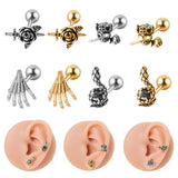 External Thread Ghost Claw Zircon Ear Bone Ring