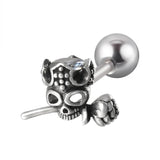 External Thread Ghost Claw Zircon Ear Bone Ring