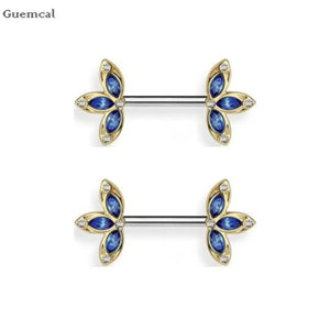 2pcs Stainless Steel Flower Breast Ring Piercing Jewelry
