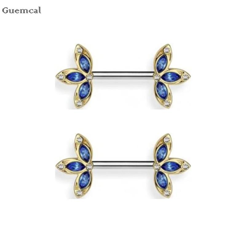 2pcs Stainless Steel Flower Breast Ring Piercing Jewelry