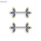 2pcs Stainless Steel Flower Breast Ring Piercing Jewelry