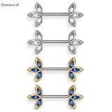 2pcs Stainless Steel Flower Breast Ring Piercing Jewelry
