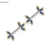 2pcs Stainless Steel Flower Breast Ring Piercing Jewelry