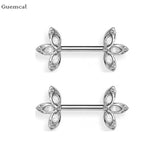 2pcs Stainless Steel Flower Breast Ring Piercing Jewelry