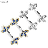 2pcs Stainless Steel Flower Breast Ring Piercing Jewelry