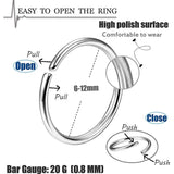 Stainless Steel Nose Ring Hoop 6mm 8mm 10mm