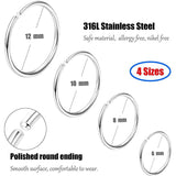 Stainless Steel Nose Ring Hoop 6mm 8mm 10mm