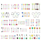 110pcs Colourful Candy Body Piercing Set Stainless Steel