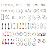 110pcs Colourful Candy Body Piercing Set Stainless Steel