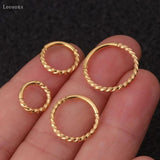 Leosoxs 2pcs Euro-Am Twist Closed Ring Steel Open Hoop Earrings