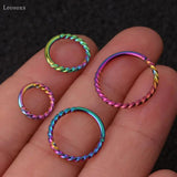 Leosoxs 2pcs Euro-Am Twist Closed Ring Steel Open Hoop Earrings