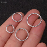 Leosoxs 2pcs Euro-Am Twist Closed Ring Steel Open Hoop Earrings