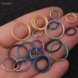 Leosoxs 2pcs Euro-Am Twist Closed Ring Steel Open Hoop Earrings