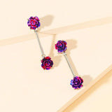 Purple Flowers Rose Nipple Rings Bar-bell Women's Body Accessories
