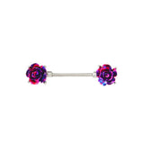 Purple Flowers Rose Nipple Rings Bar-bell Women's Body Accessories