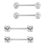 316L Stainless Steel Nipple Rings with Crystal Ball - Set of 2