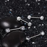 316L Stainless Steel Nipple Rings with Crystal Ball - Set of 2