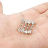 316L Stainless Steel Nipple Rings with Crystal Ball - Set of 2