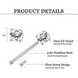 316L Stainless Steel Nipple Rings with Crystal Ball - Set of 2