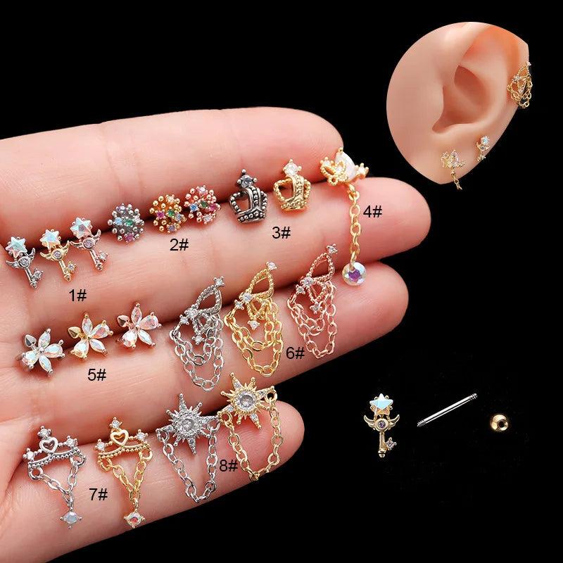 Leosoxs Tassel Chain Butterfly Stainless Steel Earpiece