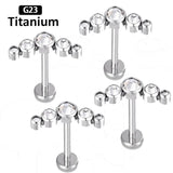 G23Titanium CZ Inlaid Ear Nail with Internal Thread Lip Piercing Jewelry