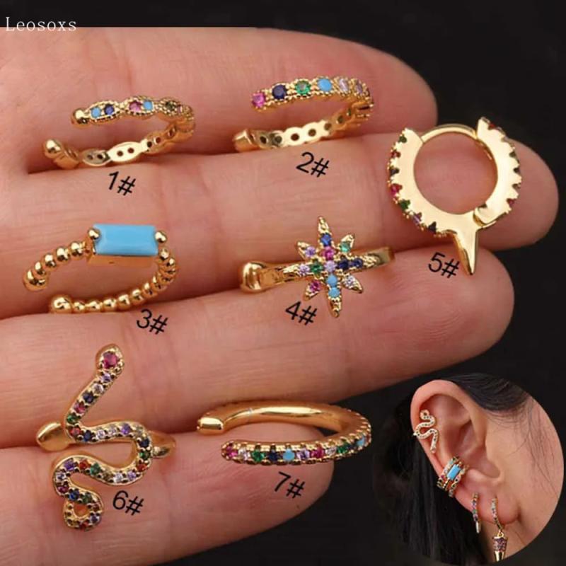 Leosoxs 2pcs Zircon Non-pierced Ear Clip Piercing Jewelry
