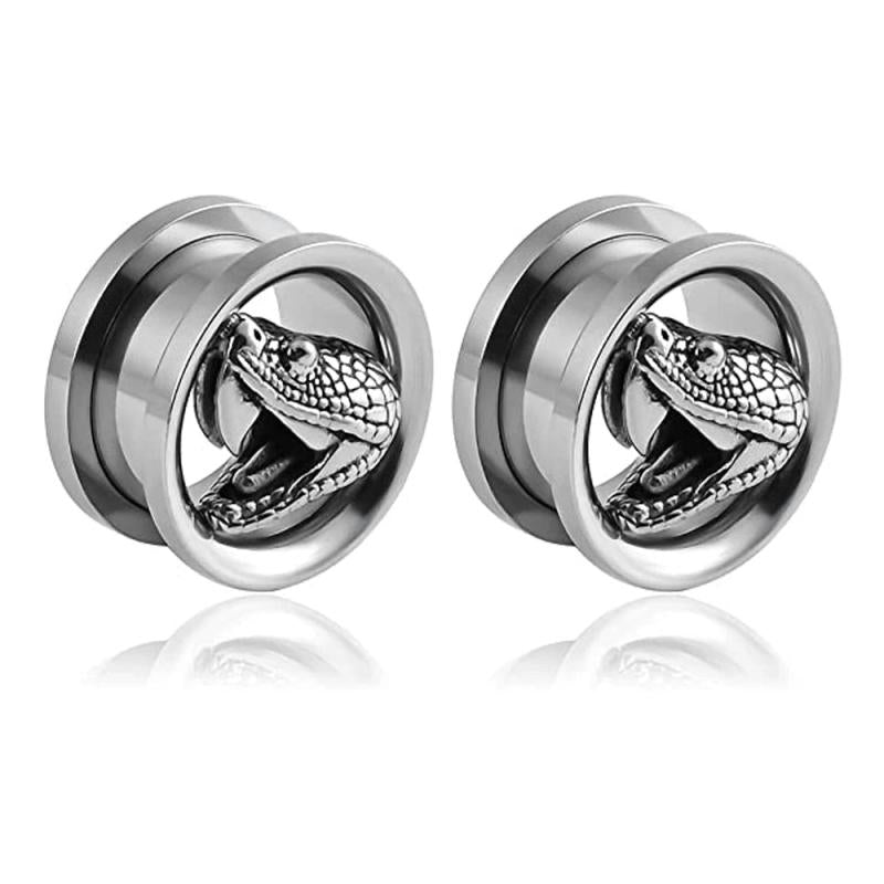 316 Stainless Steel Snake Head Ear Plugs Tunnels Gauges