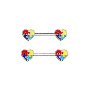 Multicolor Cat Stainless Steel Nipple Rings Heart-shaped