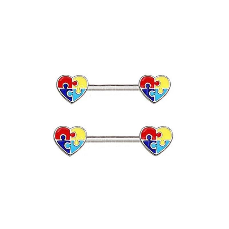 Multicolor Cat Stainless Steel Nipple Rings Heart-shaped