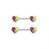 Multicolor Cat Stainless Steel Nipple Rings Heart-shaped