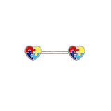Multicolor Cat Stainless Steel Nipple Rings Heart-shaped