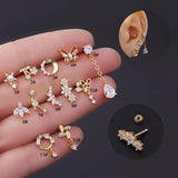 Stainless Steel Zircon Stud Piercing Ear Accessories