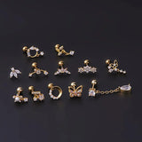 Stainless Steel Zircon Stud Piercing Ear Accessories