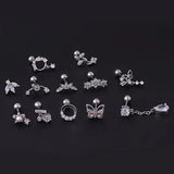 Stainless Steel Zircon Stud Piercing Ear Accessories