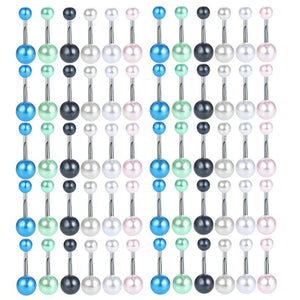 60Pcs Stainless Steel Navel Piercing Acrylic Beads Belly Button Ring