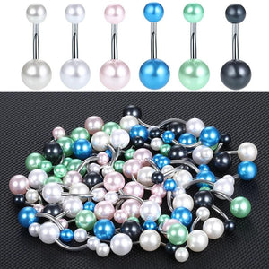 60Pcs Stainless Steel Navel Piercing Acrylic Beads Belly Button Ring