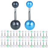 60Pcs Stainless Steel Navel Piercing Acrylic Beads Belly Button Ring