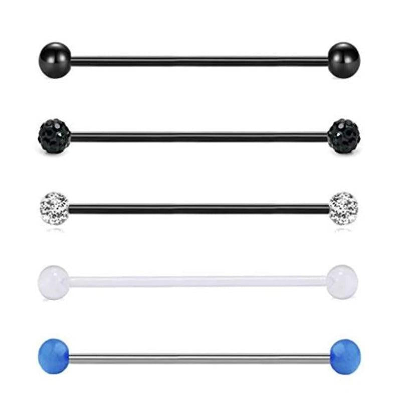 6PCS 38mm Stainless Steel Industrial Barbell Ear Piercing Bar