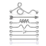 6PCS 38mm Stainless Steel Industrial Barbell Ear Piercing Bar