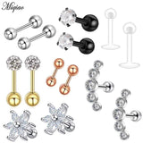 Miqiao Stainless Steel Earrings Ear Bone Nail Puncture Jewelry Set