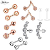 Miqiao Stainless Steel Earrings Ear Bone Nail Puncture Jewelry Set